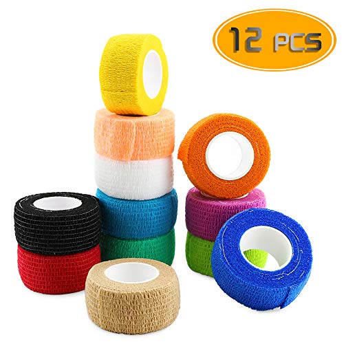 Product Cover Nexxxi 12 Pack Self Adhesive Elastic Bandage - Medical Tape Cohesive Bandage Tape Gauze Roll for Sports, Wrist, Ankle,ect(1 inches Wide and 5 Yards Long)