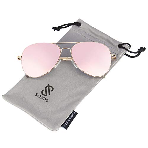 Product Cover SOJOS Classic Aviator Mirrored Flat Lens Sunglasses Metal Frame with Spring Hinges SJ1030