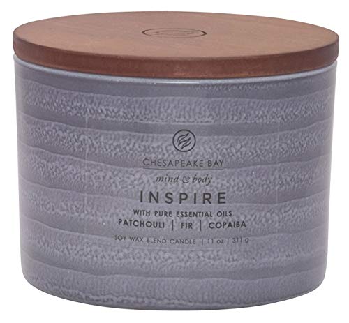 Product Cover Chesapeake Bay Candle Mind & Body Serenity Scented Candle, Inspire with Pure Essential Oils (Patchouli, Fir and Copaiba), Coffee Table, Grey