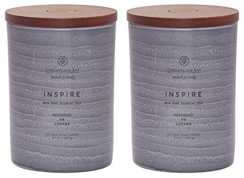 Product Cover Chesapeake Bay Candle Mind & Body Serenity Scented Candle, Inspire with Pure Essential Oils (Patchouli, Fir and Copaiba), Medium, 2 Count