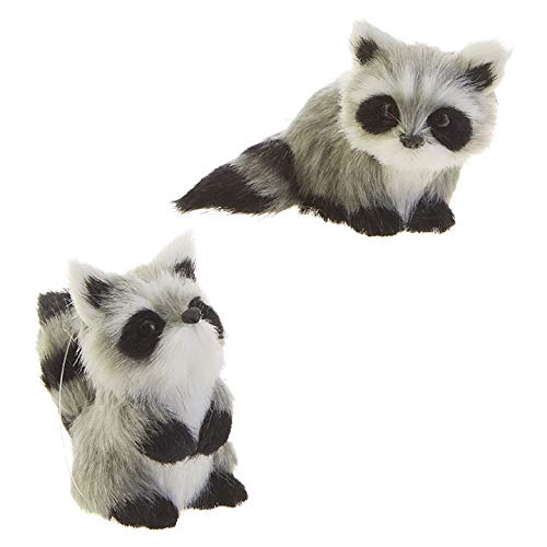 Product Cover Cutesy Black White Raccoon 3.5 inch Polyester Decorative Holiday Ornament, Set of 2
