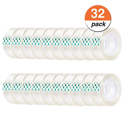 Product Cover favide Transparent Tape Clear Tape 3/4 inches Tape Refill Roll for Office, Home, School (32 Rolls)