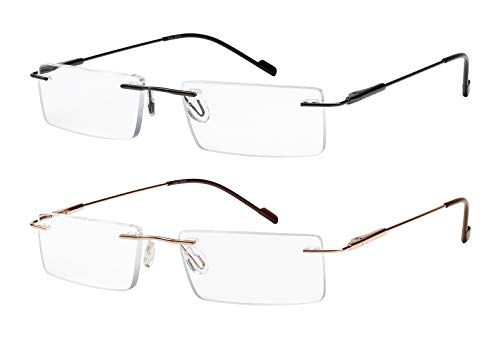 Product Cover Reading Glasses 2 Pair Rimless Ultra Lightweight Readers for Men and Women +3