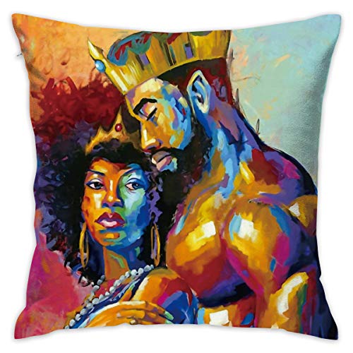 Product Cover SARA NELL Velvet Throw Pillow Cases,African American King&Queen Couple Oil Painting,Pillow Covers Decorative Pillowcase Cushion Covers Zipper 18x18 inches