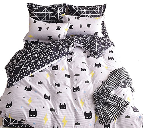 Product Cover Nattey Cartoon Black Bedding Set Duvet Cover Quilt Cover Set for Kids (Full, Black)