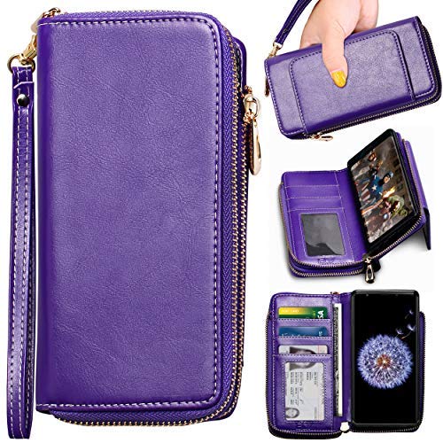 Product Cover Note 9 Wallet Case, ELV [PU Leather] Detachable 2in1 Folio Purse Credit Card Flip Case with Card Slots, Stand and Magnetic Closure for Samsung Galaxy Note 9 (Purple)