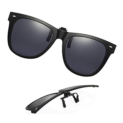 Product Cover Clip-On Sunglasses Polarized Unisex Anti-Glare Driving, Black, Size Large
