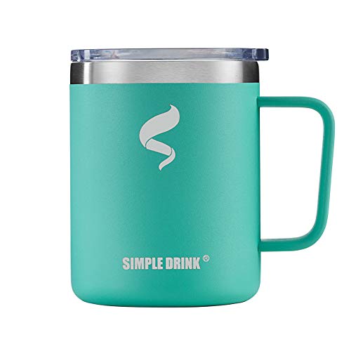 Product Cover SIMPLE DRINK 12 oz Coffee Mug | Vacuum Insulated Stainless Steel Tumbler Cup with Lid and Handle - Gifts for Men & Women - Perfect for Home, Office and Camping