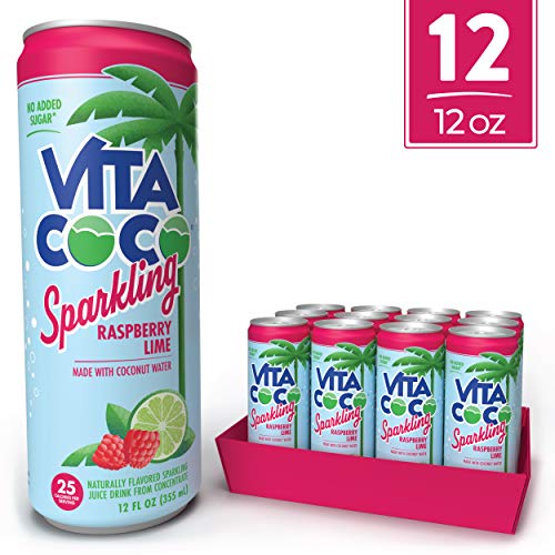 Product Cover Vita Coco Sparkling Coconut Water, Raspberry Lime - Low Calorie Naturally Hydrating Electrolyte Drink - Smart Alternative to Juice, Soda, and Seltzer - Gluten Free - 12 Ounce (Pack of 12)