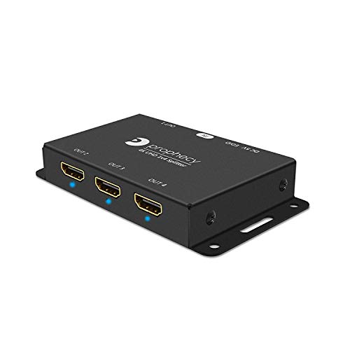 Product Cover gofanco Prophecy 1x4 HDMI 2.0 Splitter 4K 60Hz HDR Compact USB Powered Auto Scaling Wall Mount, YUV 4:4:4, 3D, HDMI 2.0a, HDCP 2.2, EDID, 18Gbps, Low Heat, 4 Port 1 in 4 Out (PRO-HDRsplit4P-LT)