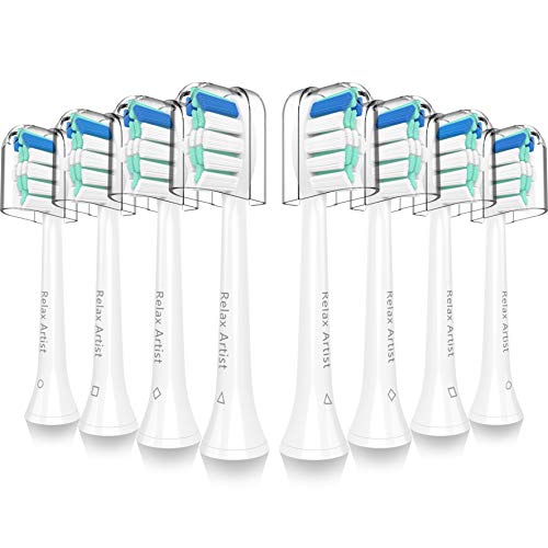 Product Cover Replacement Brush Heads, 8 Pack Compatible with Philips Sonicare Electric Toothbrush HX6250,HX6530,HX6730, Fit DiamondClean, 2 Series Plaque Control,3 Series Gum Health,FlexCare,HealthyWhite,EasyClean