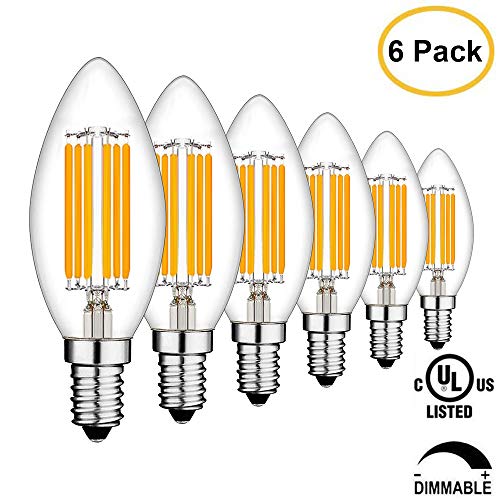 Product Cover Joddge C35 Dimmable No Flicker  LED Light Bulbs Candelabra 6W Equivalent 60W Incandescent E12 Base 2700K Warm White  6 Pack