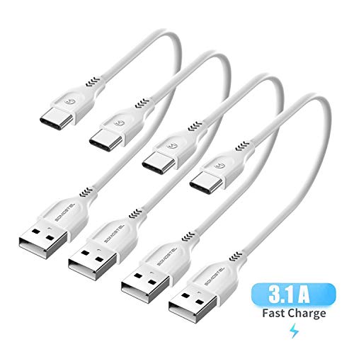 Product Cover Short USB Type C Cable (4Pack, 1FT), SOMOSTEL Portable USB C Fast Charger Cord for Samsung Galaxy Note 9 8 S9 S8 Plus,LG G5 V20 V30 V40 ThinQ,Moto Z2,Google Pixel 3XL,Nexus,Nintendo Switch,Power Bank