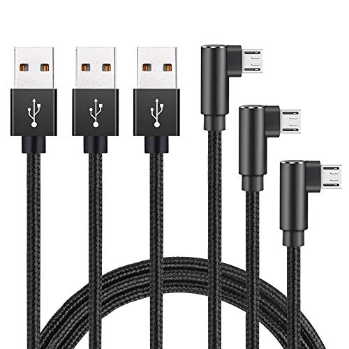 Product Cover 90 Degree Right Angle Micro USB Cable Android Charger Cable （3pack of 3ft 6ft 10ft） USB a to Micro b Cable Compatible with Samsung Galaxy S4/S5/S6 or Other Device with Micro Connector