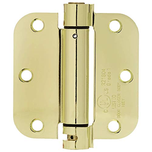 Product Cover AmazonBasics Self-Closing Door Hinge, 3.5 Inch x 3.5 Inch, 1 Piece, Polished Brass