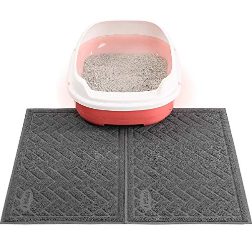 Product Cover UPSKY Double Large Cat Litter Mat (24'' x 18'' x 2 Pieces), Premium Traps Litter from Box and Paws, Scatter Control for Litter Box, Soft on Sensitive Kitty Paws, Easy to Clean, Durable - Set of 2