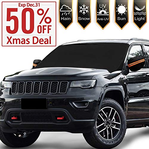 Product Cover [2019 Newest] Windshield Snow Ice Cover Magnetic Large Car Windshield Snow Cover Magnetic Large Car Covers with 4 Layovers with 4 Layers Material Protection- Fit Any Car, SUV Truck Mirror Snow Covers