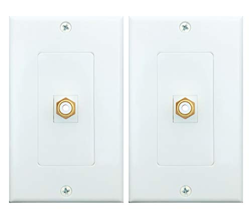 Product Cover RCA Wall plate, Single RCA Keystone Insert with White Center Jack Wall Plate for Subwoofer,Stereo Receiver and Other Equipment with RCA Component Audio/Video (2 Pack)