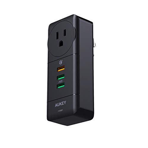 Product Cover AUKEY USB Wall Charger with Rotate Plug, One Quick Charge 3.0 Port, and Dual AiPower Ports for Home Appliances, Phones, Tablets, and More