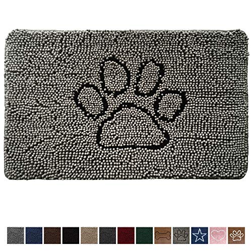 Product Cover Gorilla Grip Original Indoor Durable Chenille Doormat, Large, 36x24, Absorbent, Machine Washable Inside Mats, Low-Profile Rug Doormats Great for Pets, Dogs, Entry, Mud Room, Back Door, Paw Gray