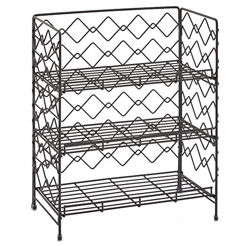 Product Cover 3-Tier Organizer Rack, EZOWare Wire Basket Storage Container Countertop Shelf for Kitchenware Bathroom Cans Foods Spice Office and more - Black