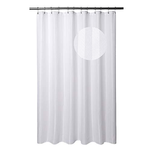 Product Cover Barossa Design Long Shower Curtain Fabric with 78 inches Longer Size, Hotel Grade, Machine Washable, 160 GSM Heavyweight, White Stripe Damask, 71x78