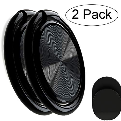 Product Cover [2 Pack] Phone Ring Ultra Slim CD Pattern, Attom Tech 360 Deg Thin Cell Phone Stand with Two Black Car Mount Hooks - for All Phones with a Flat Rear Surface (Black)