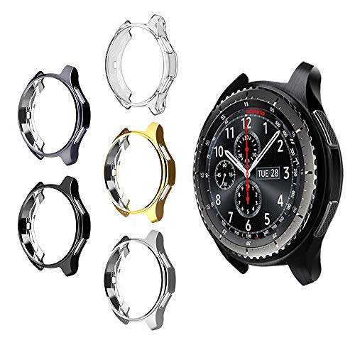 Product Cover 5 Pack Case for Samsung Gear S3/Galaxy Watch 46mm, Haojavo Soft TPU Plated Protective Bumper Shell Protector for Samsung Gear S3 Frontier/Classical & Galaxy Watch 46mm Smartwatch Bands Accessories