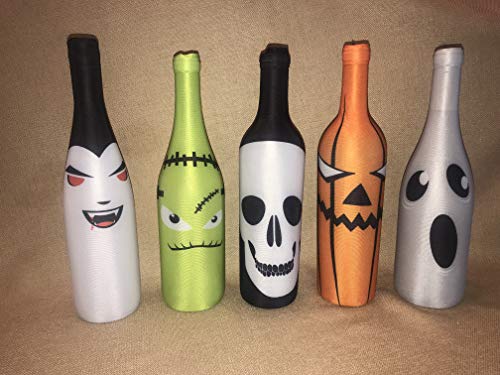 Product Cover Holiday Gear Halloween Wine Bottle Covers & Decorations ~ Unique Holiday Wine Decor ~ Set of 5 Halloween Wine Bottle Covers