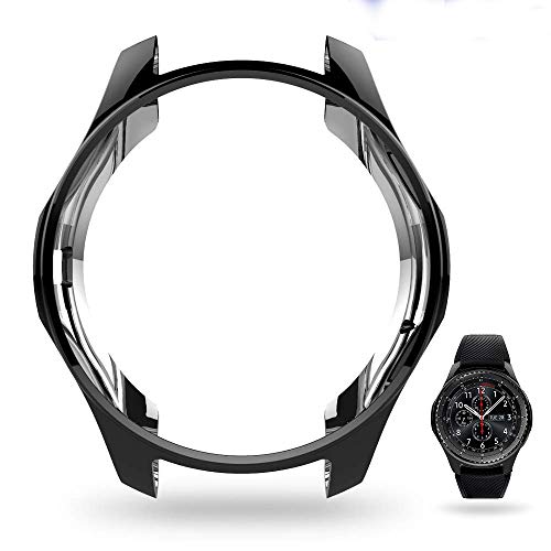 Product Cover JZK Samsung Gear S3 Galaxy Watch 46mm Screen Protector Accessories, Shock-Proof Protective Shell TPU Cover Case for Samsung Gear S3 Frontier/Classical Galaxy Watch 46mm Smartwatch,Black