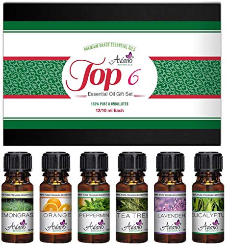 Product Cover Top 6 Essential Oils Gift Set for Diffuser - Christmas Gifts for Mom, Wife, Women, Grandma, Her for Aromatherapy by Aviano Botanicalsm