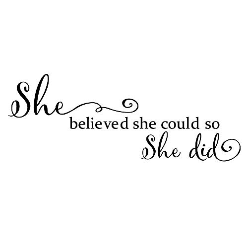 Product Cover ZSSZ She Believed She Could so She Did - Wall Decal Inspirational Quote Wall Words Sticker Art Letters Girl Bedroom Decor