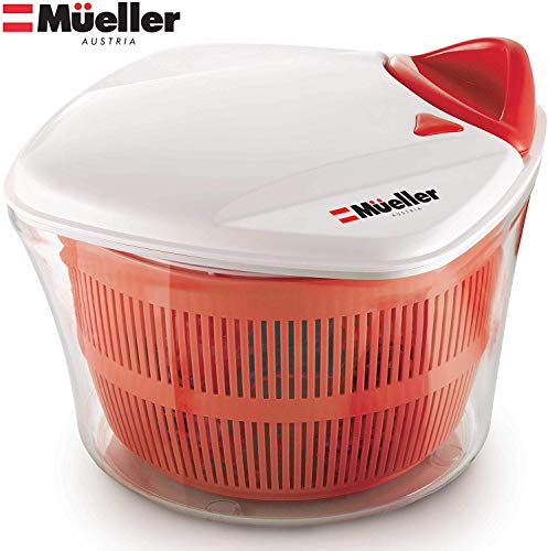 Product Cover MUELLER Large 5L Salad Spinner Vegetable Washer with Bowl, Anti-Wobble Tech, Lockable Colander Basket and Smart Lock Lid - Lettuce Washer and Dryer - Easy Water Drain System and Compact Storage