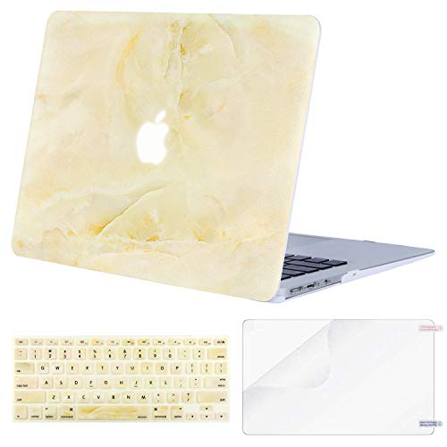 Product Cover MOSISO MacBook Air 13 inch Case (A1369 & A1466, Older Version 2010-2017 Release), Plastic Pattern Hard Case&Keyboard Cover&Screen Protector Only Compatible with MacBook Air 13, Yellow Marble