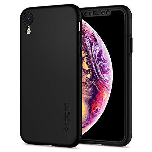 Product Cover Spigen Thin Fit 360 Designed for Apple iPhone XR Case (2018) Tempered Glass Screen Protector Included - Black