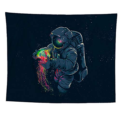 Product Cover QCWN Fantasy Galaxy Planet Decor Tapestry, Cool Spaceman Astronaut Starry Art Print Wall Hanging Tapestry for Man & Home Decor. Multi 78x59Inc (78