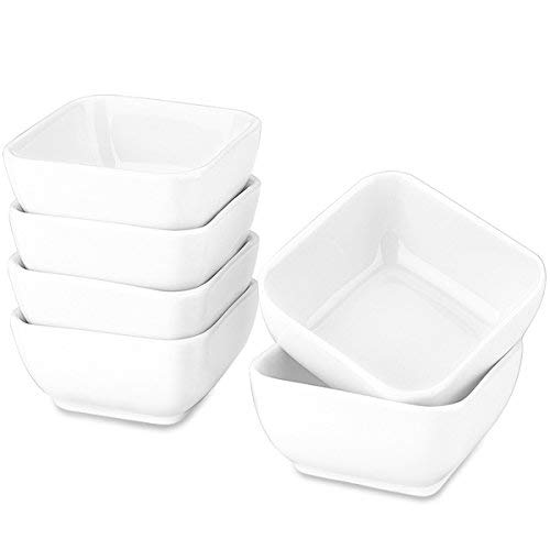 Product Cover Delling Ultra-Strong 5 Oz Porcelain Bowls Set, Natural White Dip Bowl/Dish with Compact Design for Tomato Sauce, Pizza, Appetizer, BBQ and Other Party Dinner Sauces - Set of 6