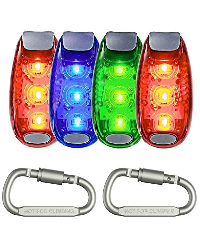 Product Cover Seakcoik LED Safety Light 4 Pack Strobe Lights for Running Walking Bicycle Dog Pet Runner, Best Flashing Warning Clip on Small Reflective Set Flash Walk Night High Visibility + Free Bonuses