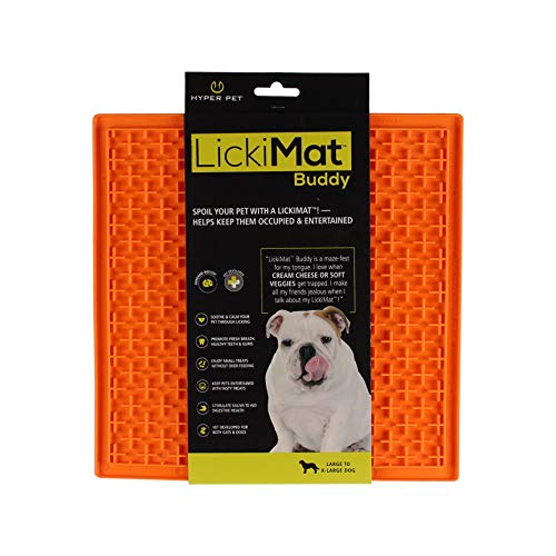 Product Cover Hyper Pet LickiMat Slow Feeder Dog Mat for Food and Treats (Fun Alternative to Slow Feeder Dog Bowls -- Boredom Buster and Calming Companion for Dogs and Cats,) Orange