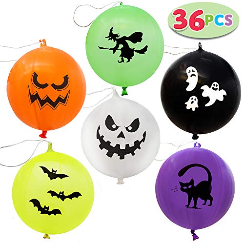 Product Cover JOYIN 36 Pieces Halloween Mega Punch Balloons for Halloween Punching Balloon Party Favor Supplies Decorations, Prize Punch Game Rewards, Trick or Treat Toys, School Classroom Game, Kids Goodie