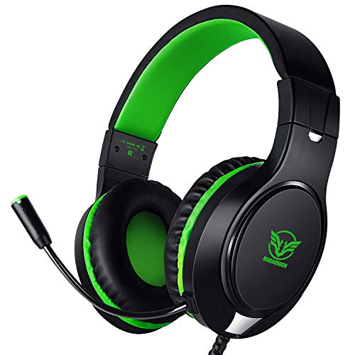 Product Cover Karvipark H-10 Gaming Headset for Xbox One/PS4/PC/Nintendo Switch|Noise Cancelling,Bass Surround Sound,Over Ear,3.5mm Stereo Wired Headphones with Mic for Clear Chat (Green)