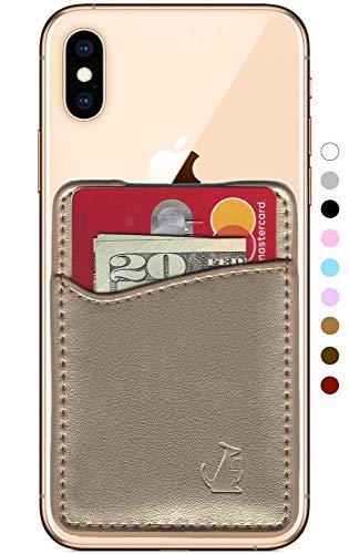Product Cover WALLAROO Premium Leather Phone Card Holder Stick On Wallet for iPhone and Android Smartphones (Gold Leather)