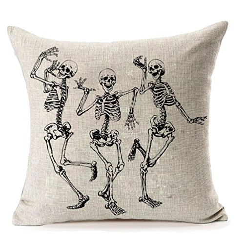 Product Cover MFGNEH Halloween Skull Pillow Covers, Home Decor Cotton Linen Sofa Throw Pillow Case Cushion Cover 16