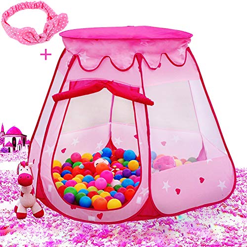 Product Cover Le Papillon Pink Princess Tent Kids Ball Pit 1st Gift Toddler Girl Easy Pop Up Fold into a Carrying Case Play Tent Indoor & Outdoor Use.(Balls Not Included)