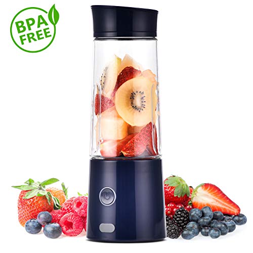 Product Cover Portable Blender, TOPQSC Personal Blender 5200 mAh USB Rechargeable, 13.5oz Smoothie Blender Single Serve, Stainless blades 16500rpm, Perfect for Smoothies and Shakes, Baby Food, FDA/BPA Free (Blue)
