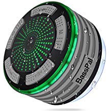 Product Cover BassPal Shower Speaker Waterpoof IPX7, Portable Wireless Bluetooth Speakers with Radio, Suction Cup & LED Mood Lights, Super Bass HD Sound Perfect Pool, Beach, Bathroom, Boat, Outdoors (02.Gray)