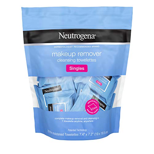 Product Cover Neutrogena Makeup Remover Cleansing Towelette Singles, Daily Face Wipes To Remove Dirt, Oil, Makeup & Waterproof Mascara, Individually Wrapped, 20 Ct