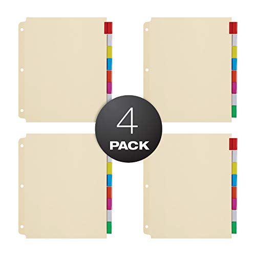Product Cover Oxford Oversized Premium Insertable Tab Extra Wide Divider, 8 Tab, Pack of 4, Assorted (R215-8A3)