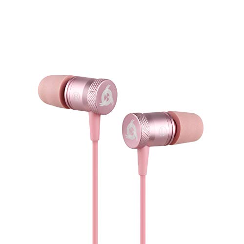Product Cover KLIM Fusion Earbuds with Mic Audio - Long-Lasting Wired Ear Buds - Innovative: in-Ear with Memory Foam Earphones with Microphone - 3.5mm Jack - Earphone 2019 Version - Rose Gold