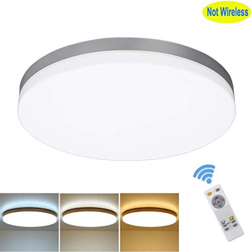 Product Cover DLLT 24W Modern Dimmable Led Flushmount Ceiling Light Fixture with Remote-13 Inch Round Close to Ceiling Lights for Bedroom/Kitchen/Dining Room Lighting, Timing, 3000K-6000K 3 Light Color Changeable